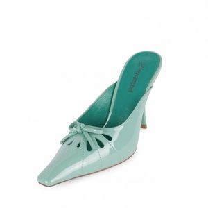 JEFFREY CAMPBELL MIMOSAS SEAFOAM GREEN PATENT COMBO | WOMENS MULE